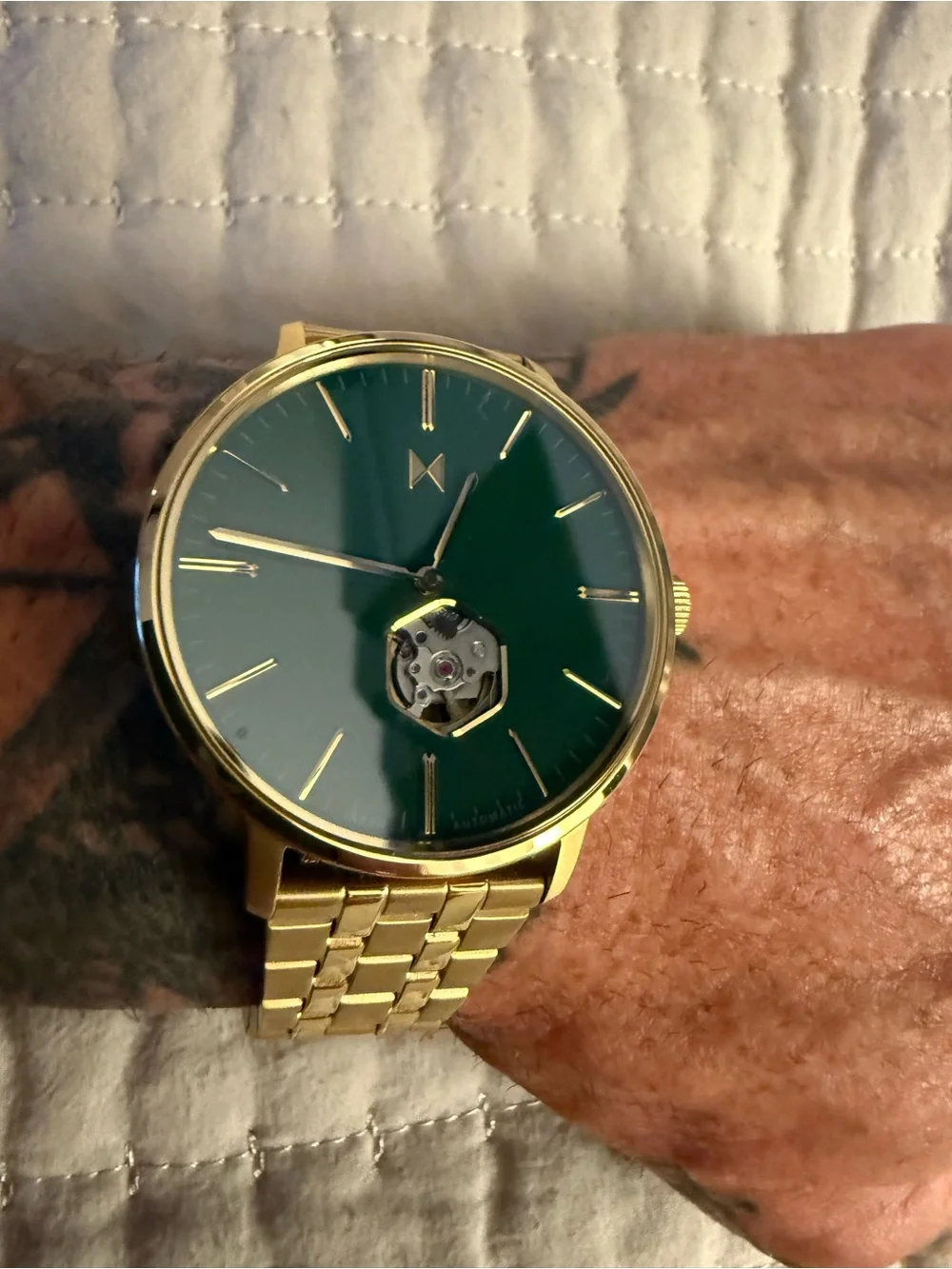 MVMT Arc Legacy Slim Automatic Gold Men's Watch with Green Dial